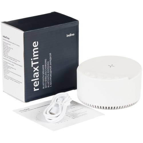 Bluetooth-колонка с беспроводной зарядкой relaxTime, белая фото 11