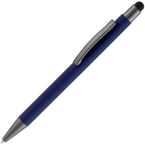 Ручка шариковая Atento Soft Touch со стилусом, темно-синяя фото 2