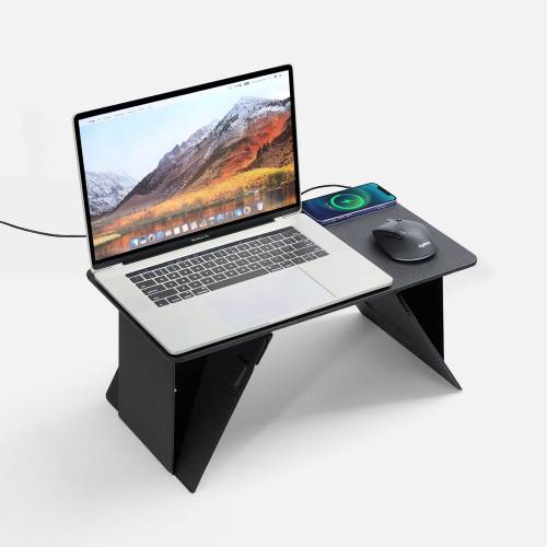 Складной стол для ноутбука с беспроводной зарядкой Kickstand Table, серый фото 2