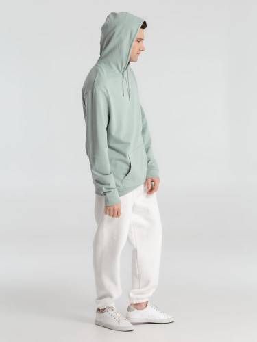 Толстовка с капюшоном унисекс Hoodie, серо-зеленая фото 12