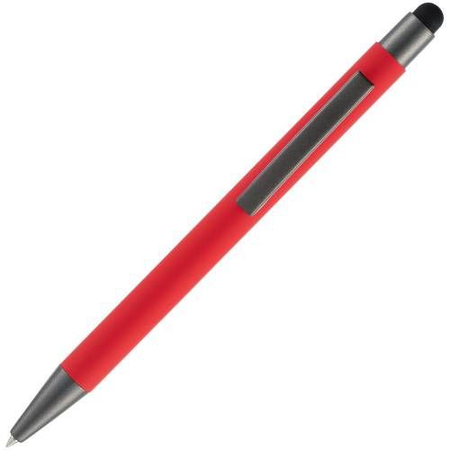 Ручка шариковая Atento Soft Touch со стилусом, красная фото 4