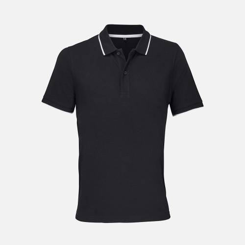 Рубашка поло унисекс Palermo, черная с белым фото 2 Рубашка поло унисекс Palermo, черная с белым фото 2