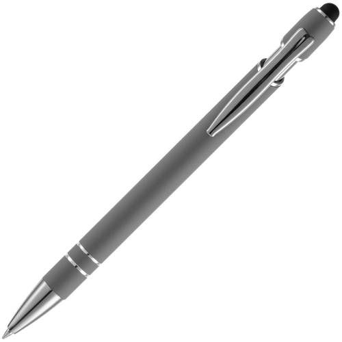Ручка шариковая Pointer Soft Touch со стилусом, серая фото 4