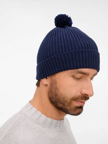 Шапка Catch Match с помпоном, темно-синяя фото 5 Шапка Catch Match с помпоном, темно-синяя фото 5