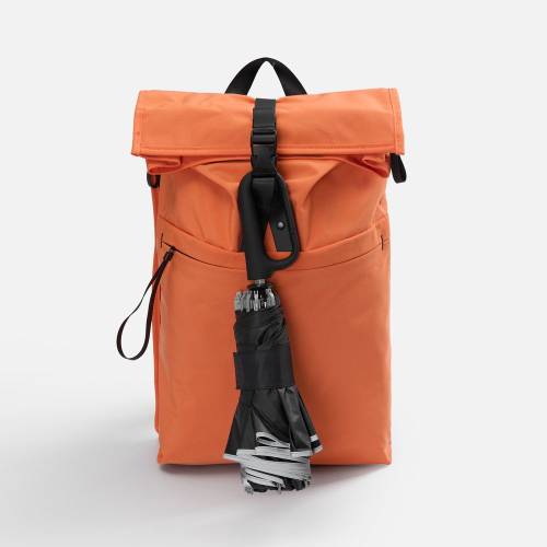 Зонт обратного сложения с ручкой-карабином Foldberry, черный фото 8