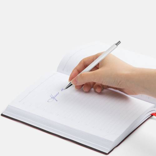 Ручка шариковая Slim Beam, белая фото 4