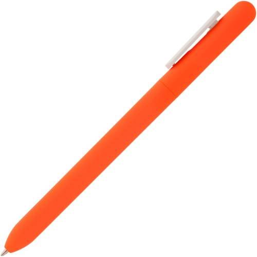 Ручка шариковая Swiper Soft Touch, неоново-оранжевая с белым фото 4