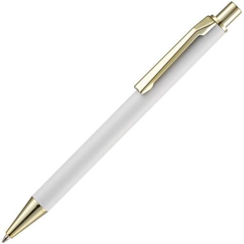Ручка шариковая Lobby Soft Touch Gold, белая фото 2