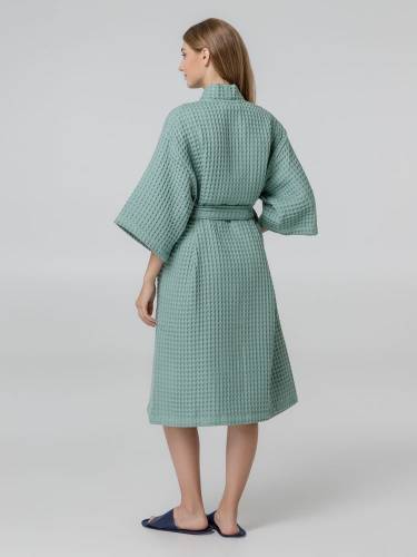 Халат вафельный женский Boho Kimono, зеленая мята фото 8