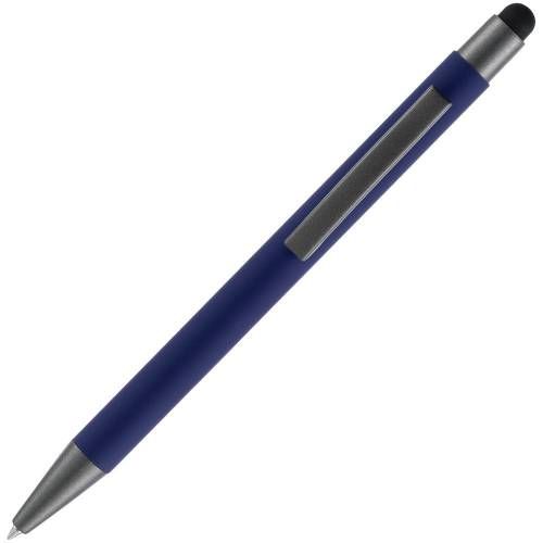 Ручка шариковая Atento Soft Touch со стилусом, темно-синяя фото 4