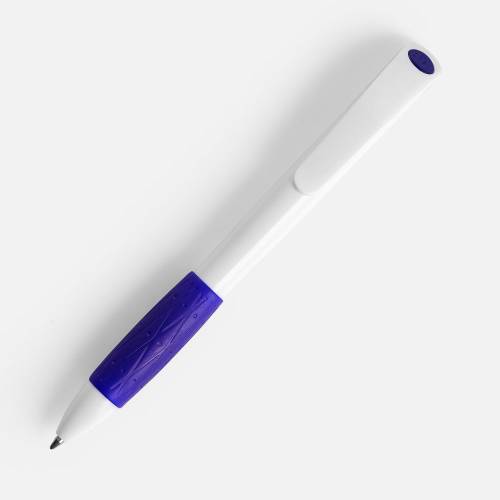Ручка шариковая Grip, белая (молочная) с синим фото 3