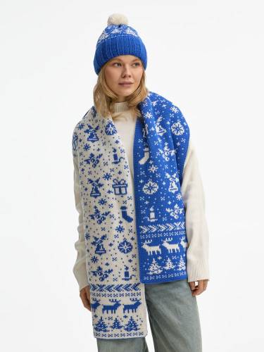 Шапка Holidale, синяя с молочным фото 9