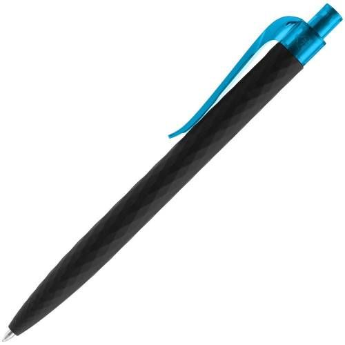 Ручка шариковая Prodir QS01 PRT-P Soft Touch, черная с голубым фото 3