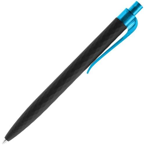 Ручка шариковая Prodir QS01 PRT-P Soft Touch, черная с голубым фото 4