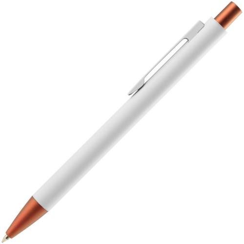 Ручка шариковая Chromatic White, белая с оранжевым фото 3