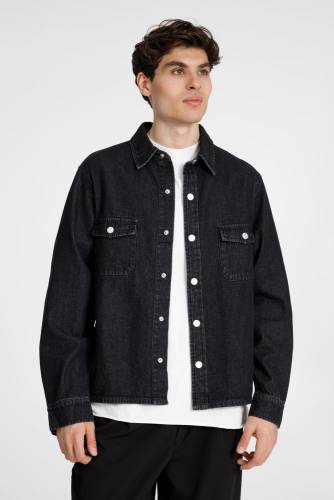 Куртка джинсовая O3, черная фото 4