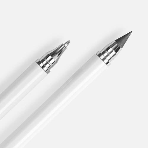 Ручка шариковая и вечный карандаш Diptych, белая фото 4