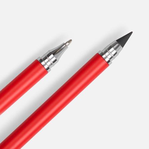 Ручка шариковая и вечный карандаш Diptych, ярко-красная фото 4