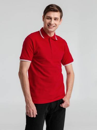 Рубашка поло мужская с контрастной отделкой Practice 270, красный/белый фото 5