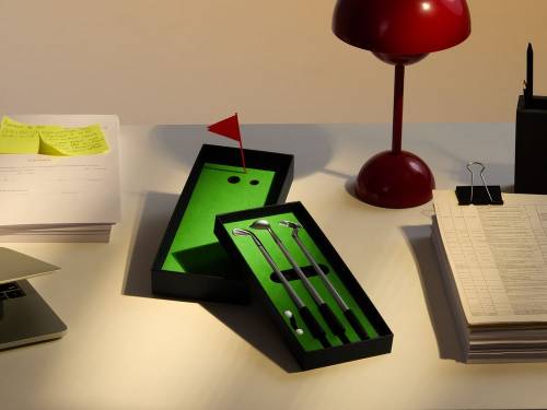 Настольный мини-гольф Golfink, черный с зеленым яблоком фото 10