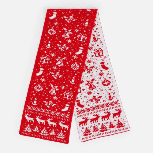 Шарф Holidale, красный с молочным фото 3