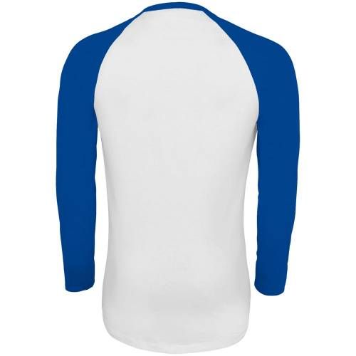 Футболка мужская с длинным рукавом Funky Lsl, белая с ярко-синим фото 3
