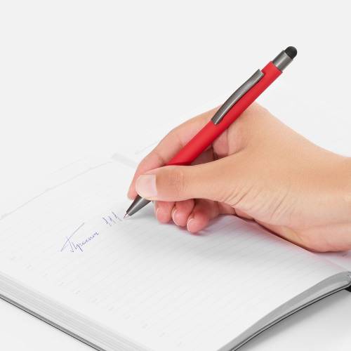 Ручка шариковая Atento Soft Touch со стилусом, красная фото 5 Ручка шариковая Atento Soft Touch со стилусом, красная фото 5