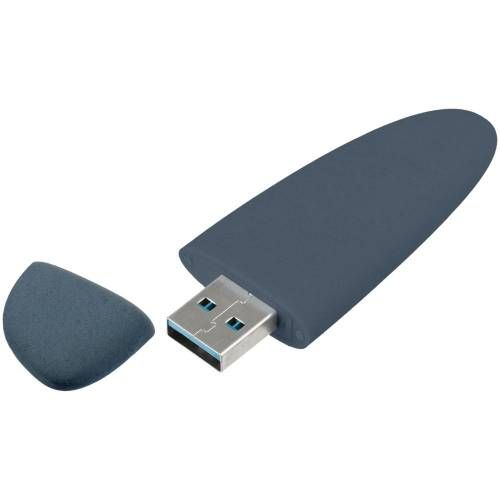 Флешка Pebble, серо-синяя, USB 3.0, 16 Гб фото 3