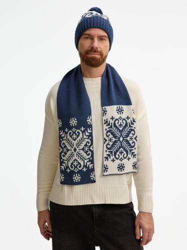 Шарф Wintertude M, синий с белым фото 9 Шарф Wintertude M, синий с белым фото 9