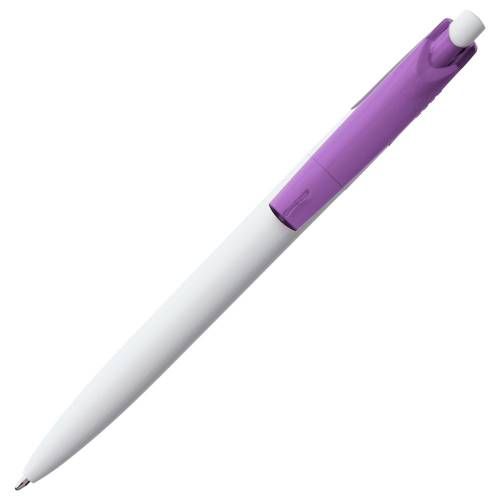 Ручка шариковая Bento, белая с фиолетовым фото 4