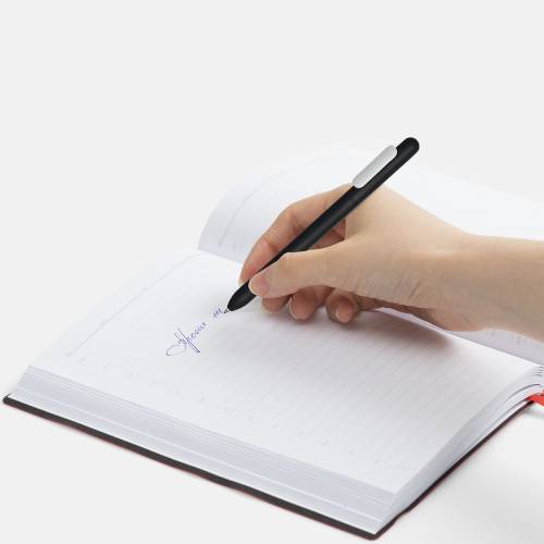 Ручка шариковая Swiper Soft Touch, черная с белым фото 5