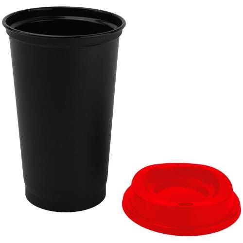 Стакан с крышкой Color Cap Black, черный с красным фото 3