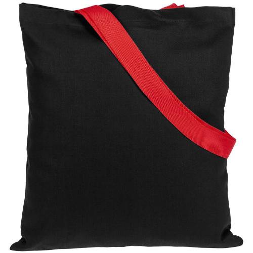 Холщовая сумка BrighTone, черная с красными ручками фото 3