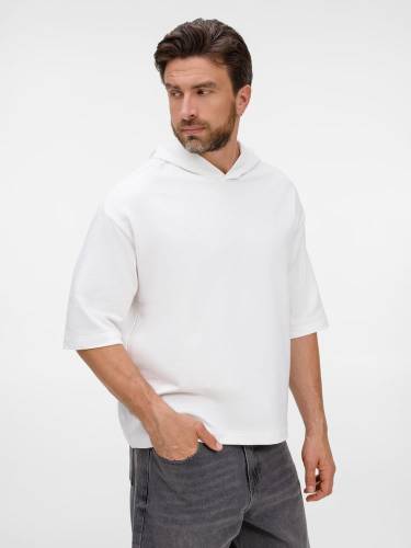 Футболка оверсайз унисекс с капюшоном Neofit, молочно-белая фото 15