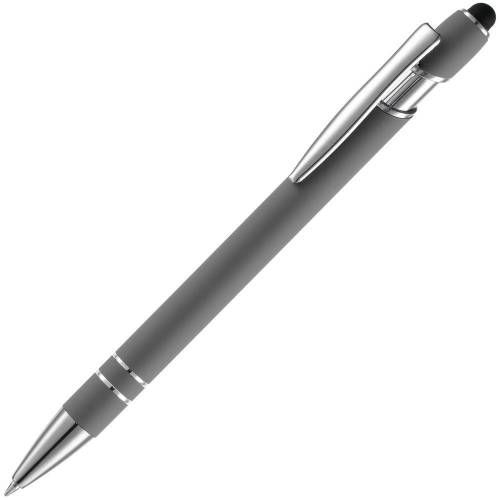 Ручка шариковая Pointer Soft Touch со стилусом, серая фото 2