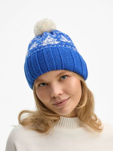 Шапка Holidale, синяя с молочным фото 5