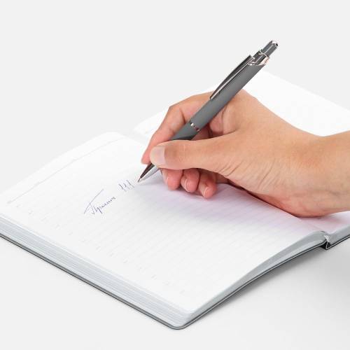 Ручка шариковая Chromos Soft Touch, серая фото 5