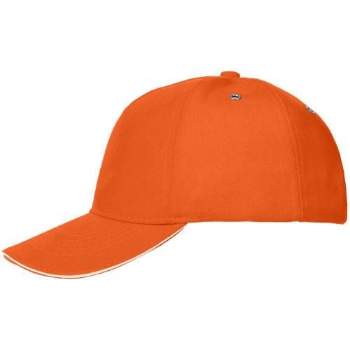 Бейсболка Classic, оранжевая с белым кантом фото 3
