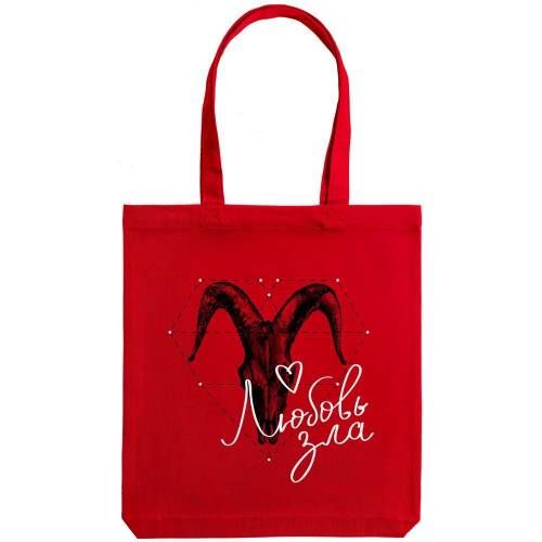 Холщовая сумка «Любовь зла», красная фото 3