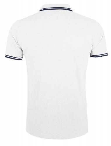 Рубашка поло мужская Pasadena Men 200 с контрастной отделкой, белая с синим фото 3