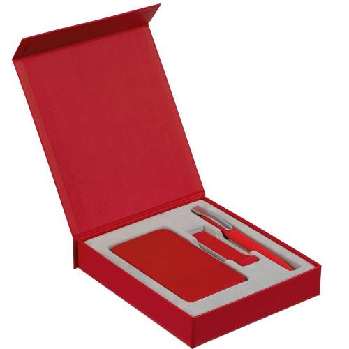 Коробка Latern для аккумулятора 5000 мАч, флешки и ручки, красная фото 4