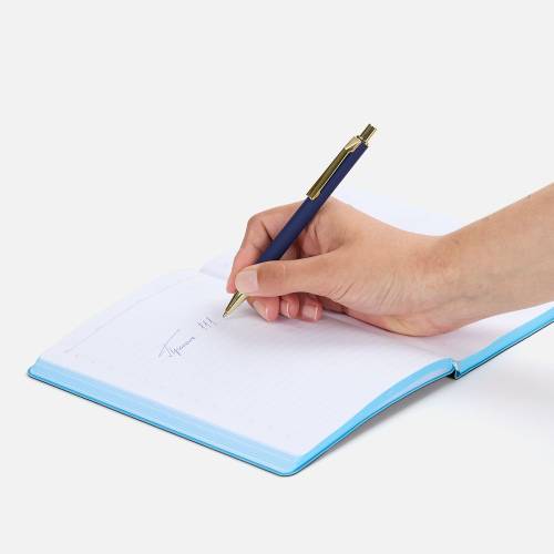 Ручка шариковая Lobby Soft Touch Gold, синяя фото 5