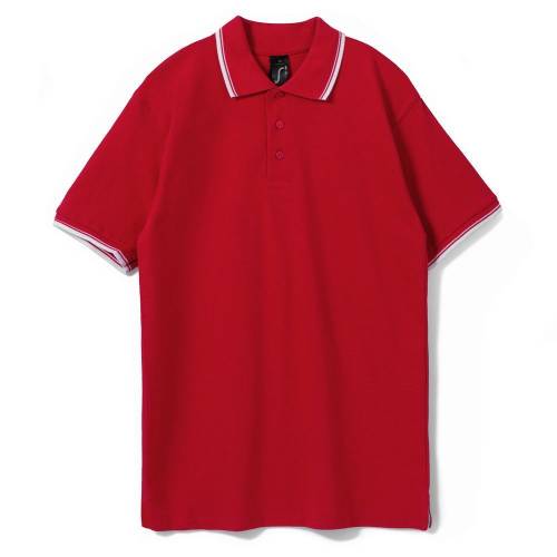 Рубашка поло мужская с контрастной отделкой Practice 270, красный/белый фото 2